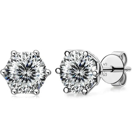 Real 1 CT D Color Moissanite Stud Earrings For Women Top Quality 925 Sterling Silver Sparkling Wedding Jewelry PlatiNum