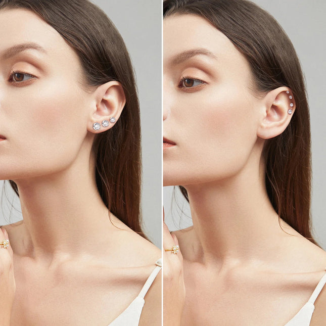 LUXUSTEEL Acciaio Inossidabile Rotondo Cubic Zirconia pendientes mujer piercing 2022 Colore Argento Multistrato Formato Piccoli Orecchini Del Partito PlatiNum