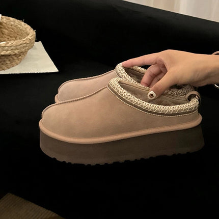 Tasman Winter Warm Wool Women's Tazz Classic Ultra Mini Platform Slippers Thick Sole Genuine Leather And Fur Snow Boots