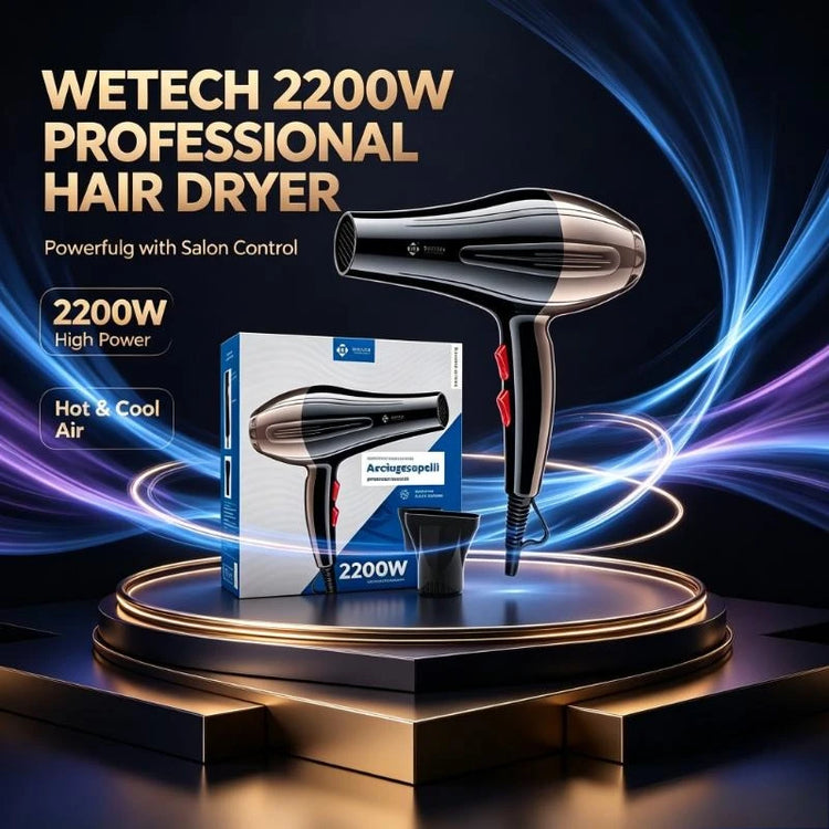 2200W Professional Hair Dryer AC100-240V Adjustable Temperature Speed Cold Shot Blow Dryer With Concentrator Nozzle Salon Home Travel Hair Styling Tool
