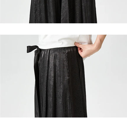 Pantaloni a gamba dritta Pantaloni a gamba larga floreali con superficie in raso retrò stile cinese Pantaloni casual larghi da uomo Comodi e traspiranti