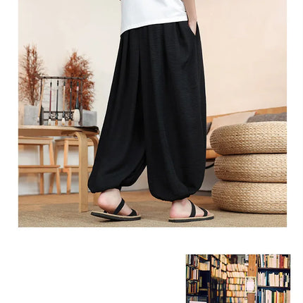 Pantaloni da uomo in seta ghiaccio, stile cinese, vestibilità ampia, alla moda, estivi, casual, sportivi, modello lanterna, taglie forti fino alla 8XL - Offerta imperdibile!