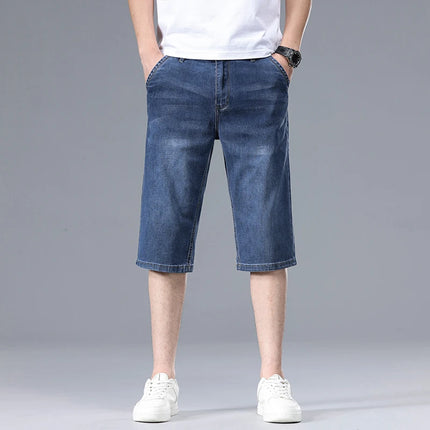 Nuovi Pantaloncini in Denim Sottili da Uomo Estate 2026, Morbidi e Confortevoli, Effetto Seta Ghiaccio, Vestibilità Ampia, Blu Chiaro e Blu Scuro, Taglie Grandi