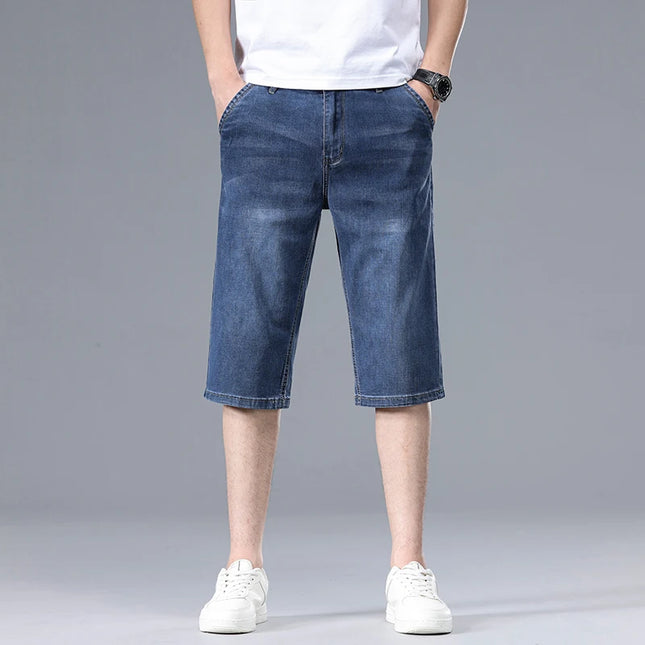 Pantalones Cortos de Mezclilla Finos para Hombre Verano 2026, Suaves y Cómodos, Efecto Seda Hielo, Holgados, Azul Claro y Azul Oscuro, Tallas Grandes