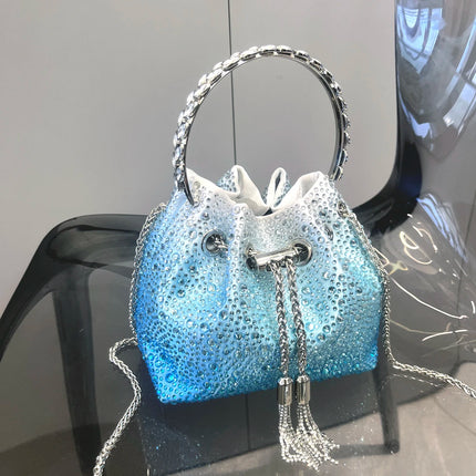 Handle Rhinestones Evening clutch Bag Purses and handbag luxury Designer shoulder bag Shiny Crystal Clutch purse bucket bag PlatiNum