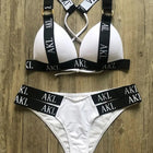 Costumi da bagno da donna Costume da bagno Push Up Bikini 2023 Mujer Lace Up Bikini Costume da bagno donna Stampa di lettere Mini Perizoma Bikini Set platinumshop