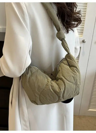 Puffer Shoulder Bag for Women Soft Down Cotton Padded Tote Handbag Purse Quilted Cross Body Bag Solid Color Bubbles Cloud Bag PlatiNum