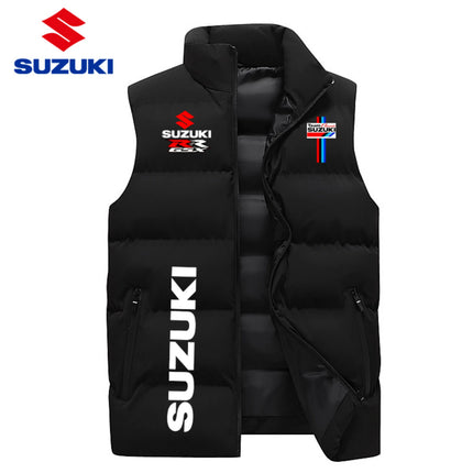 2026 New Men's Suzuki Full-Zip Thermal Sleeveless Stand Collar Cotton Jacket Vest, Winter Fashion Men's Outerwear