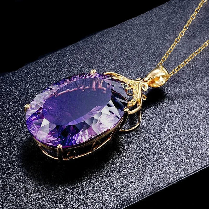 Collana con ciondolo alla moda semplice CAOSHI per gioielli affascinanti con temperamento femminile con accessori di lusso in Zirconia viola brillante regalo