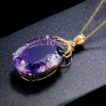 Collana con ciondolo alla moda semplice CAOSHI per gioielli affascinanti con temperamento femminile con accessori di lusso in Zirconia viola brillante regalo