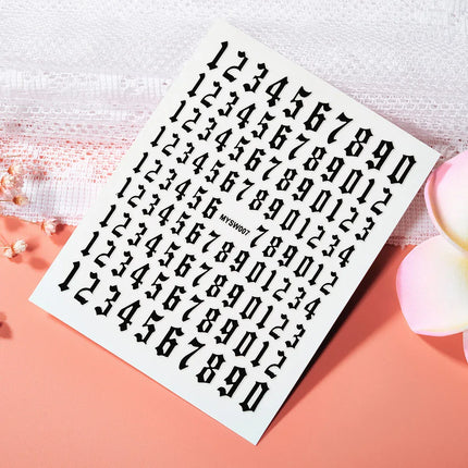 1PC 26-English Alphabet Number 3D Self-adhesive Nail Art Decal Sticker Word Small Letter Nail Decals Sticker Manicure Decoration