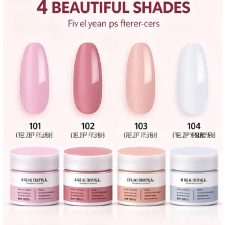 4Pcs 15ml Fiber Builder Gel Set for Nail Extension Clear Soft Rose Milky Rose Skin Rose Strengthening UV LED Nail Gel Manicure Nail Art Kit