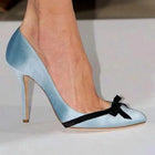 Décolleté in raso blu con punta a punta con fiocco nero Decor Tacchi a spillo Moda estiva Abito da donna Sandali classici casual Suola in gomma