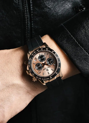Nuovo Orologio da Uomo PAGANI DESIGN Cronografo di Lusso in Oro Rosa, Quadrante Blu Ghiaccio 40mm, Vetro Zaffiro, Impermeabile 100M, Cinturino in Gomma, Orologio Sportivo Maschile + CONFEZIONE REGALO