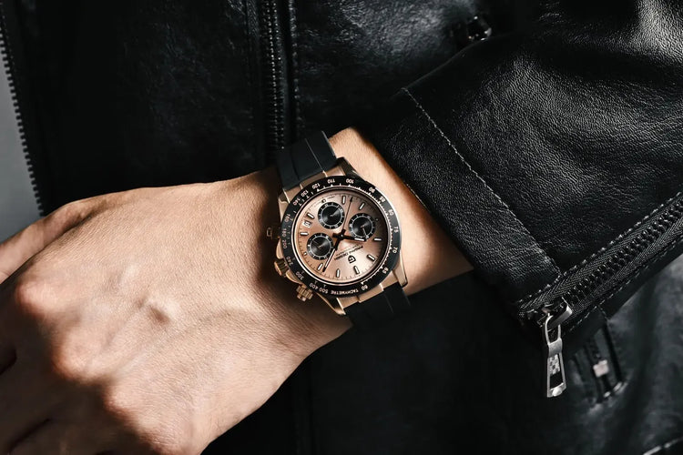 Nuovo Orologio da Uomo PAGANI DESIGN Cronografo di Lusso in Oro Rosa, Quadrante Blu Ghiaccio 40mm, Vetro Zaffiro, Impermeabile 100M, Cinturino in Gomma, Orologio Sportivo Maschile + CONFEZIONE REGALO