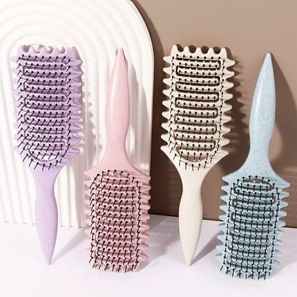 Curling Styling Brush - Hollow Massage Comb, Nylon Mane, ABS Plastic Handle, Comfortable Grip Special for Real Hair Wigs