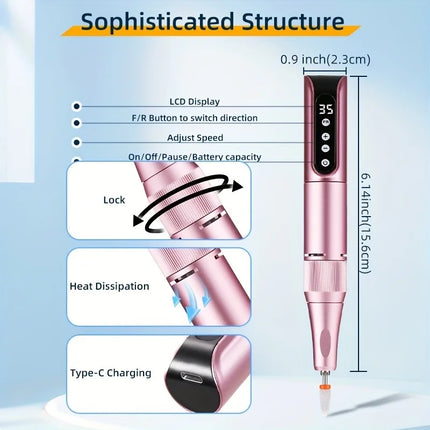 35000RPM Cordless Portable Nail Drill, Rechargeable Electric Nail File Manicure Pedicure Set, Professional Nail Art Tool for Gel Nails, Shaping Polishing for Home Salon & Nail Art Beginners