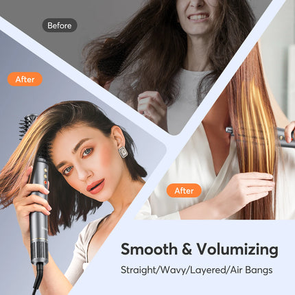 Bopcal 5 In 1 Hair Dryer Hot Air Comb Electric Hair Curling Iron 1200W High Speed Blower Multifunctional Styling Tools Hairdryer