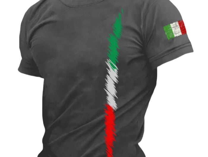 Italian Flag Simple Graphic T-shirt Fashion Summer Short Sleeve O-Neck 3D Printed T-shirts Casual Streetwear Oversized Men's T-shirt