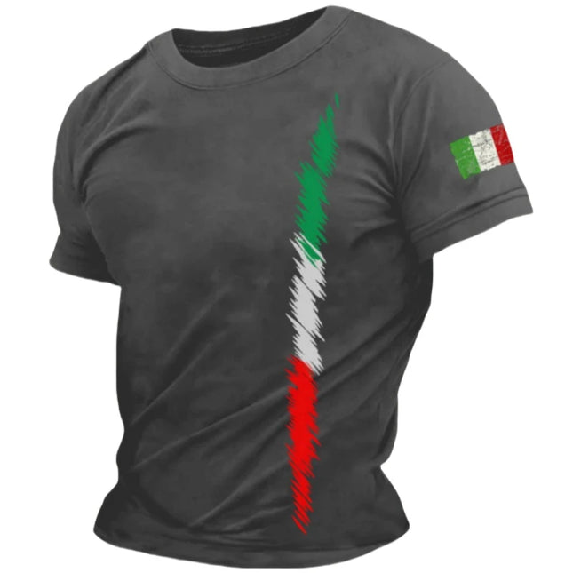 T-shirt con grafica semplice bandiera Italia T-shirt moda estiva manica corta O collo T-shirt stampate in 3D Casual Streetwear T-shirt da uomo oversize