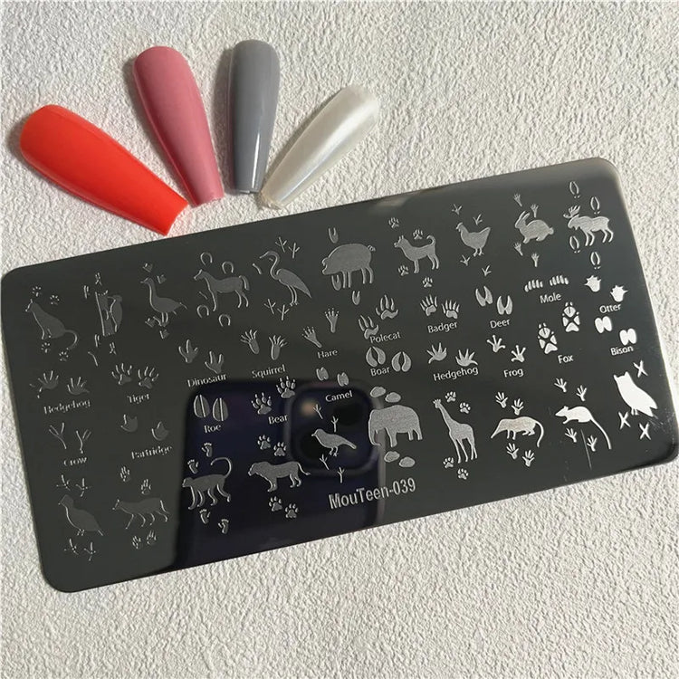 Gothic Cross Nail Stamping Plate Dark Rosary Cross Stainless Steel Punk Nail Art Stencil for DIY Manicure