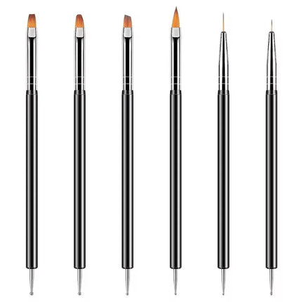 6/31Pcs Nail Art Brush Design Tip Painting Drawing Carving Dotting Pen FlatFan Liner Acrylic Gel UV Polish Nail Art Tools