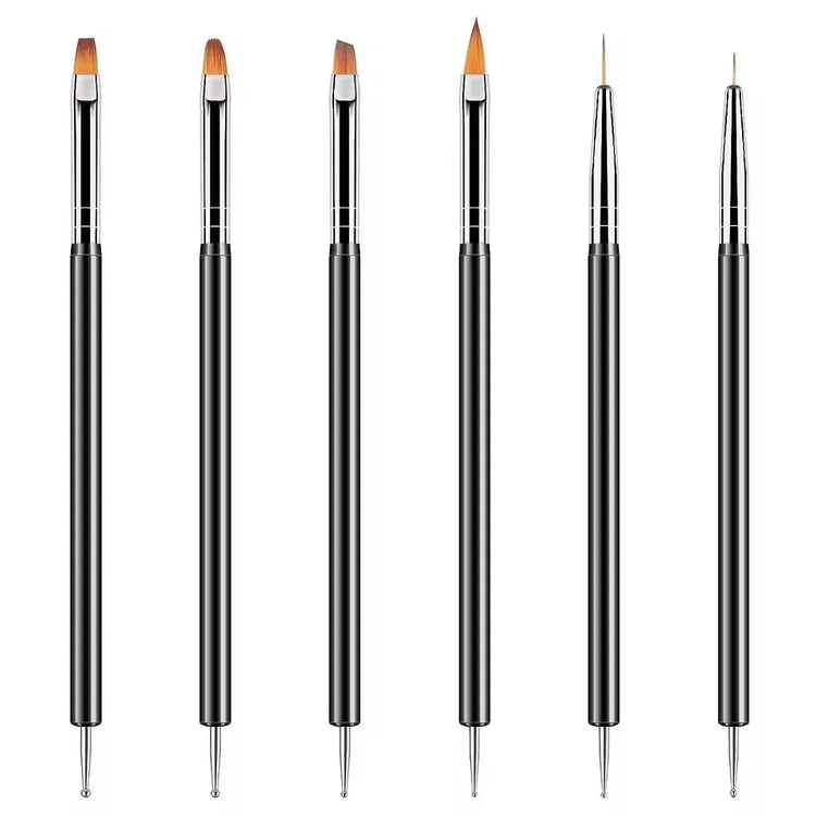 6/31Pcs Nail Art Brush Design Tip Painting Drawing Carving Dotting Pen FlatFan Liner Acrylic Gel UV Polish Nail Art Tools