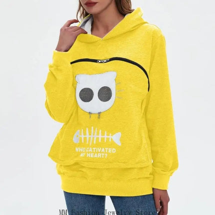Cartoon Cats Dog Sweatshirt Women's Fit Including Pet Window And Breathable Mesh For Comfortable Carrying D0UB