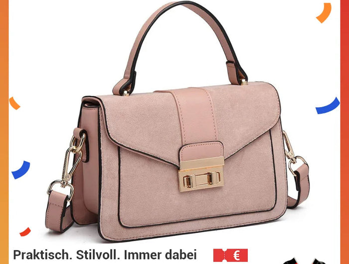 Miss Lulu WOMEN'S shoulder bag Medium Faux Leather & Suede Vintage Flap Crossbody Bag Oval Metal Ornate PlatiNum