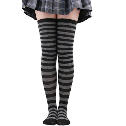 Calze autoreggenti a righe da donna Calze da donna nere bianche rosa lunghe sopra sopra il ginocchio femboy Cosplay Lolita Harajuku Y2k