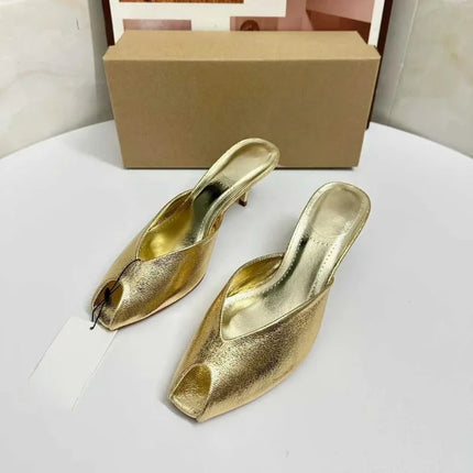 Sexy Gold High Heel Sandals for Woman Open Toe Slingback Stiletto Heels Party Shoes Wedding Evening Dress Sandals Ankle Strap PlatiNum