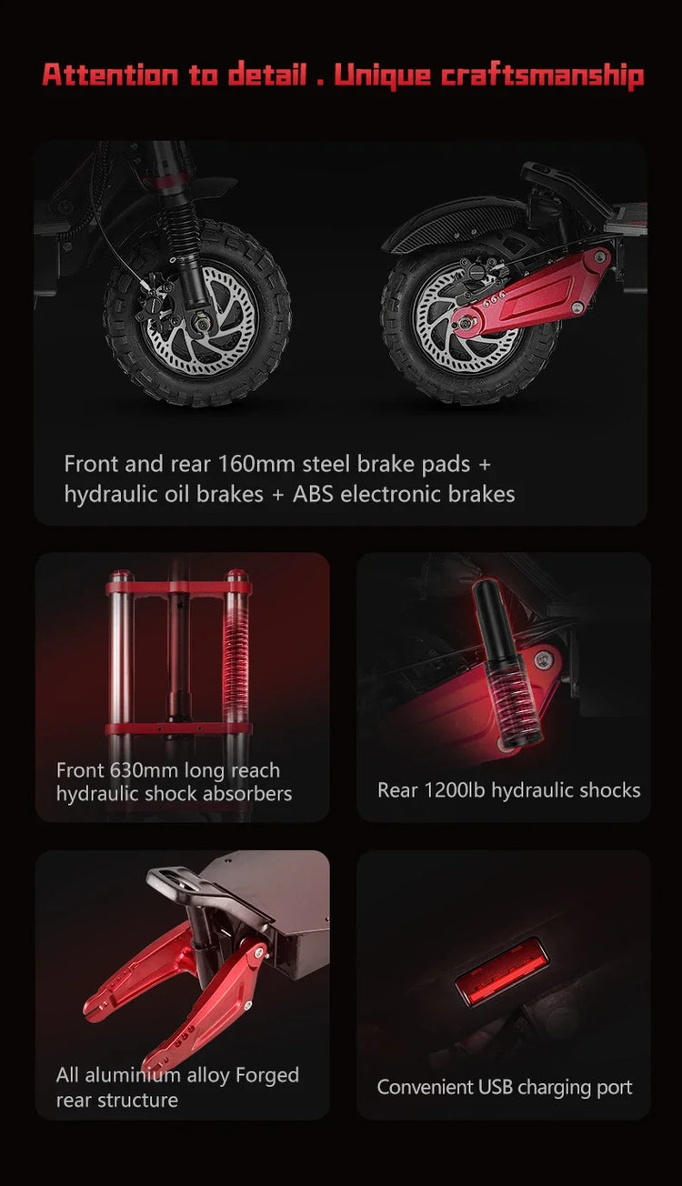 Monopattino Elettrico BOYUEDA S5-11 6000W Doppio Motore con Attivazione NFC e Controllo App, Batteria 60V38AH, Pneumatici Silenziosi per il Pendolarismo Urbano