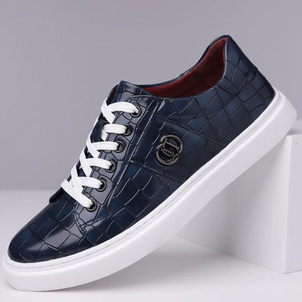 Popular crocodile pattern men's thick soled casual board shoes, trendy, breathable high-end, business plus size shoes (38-48)