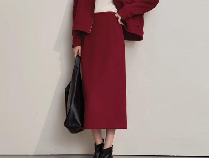 AMII Women's Skirt 2025 Winter New Minimalist Solid Color Commuter Skirts For Woman Wool Long Versatile Clothing Female 12544047 PlatiNum