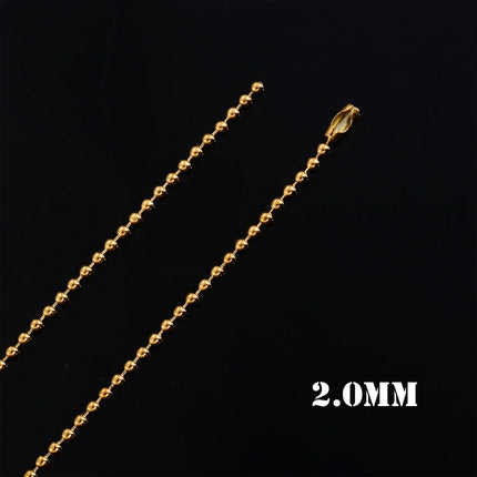 Accessori per gioielli con collana di perline rotonde con catena a sfera in acciaio inossidabile color oro da 1,2 mm-4.0 mm per pendente PlatiNum