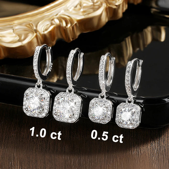 KNOBSPIN D Color Moissanite Earring 925 Sterling Sliver Plated with White Gold Earring for Women Wedding Engagement Fine Jewelry PlatiNum