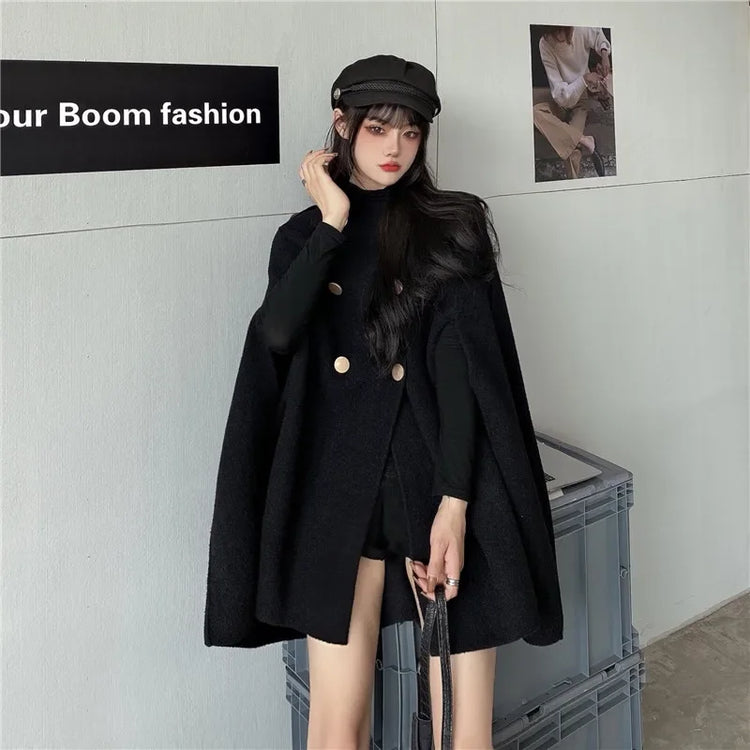 Autumn Winter Plus Size Women Coat Woolen Cloth Cloak Loose Overcoat Female High Quality 2025 Manteau Femme Hiver Oversize