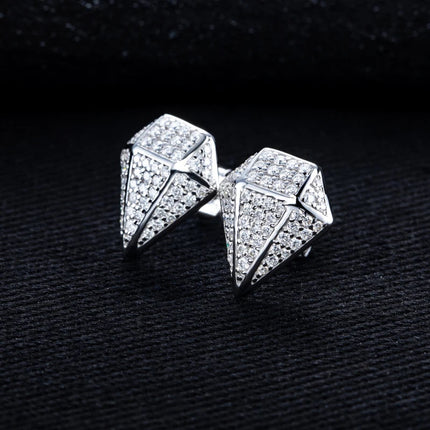 MossanRappr 0.94cttw Moissanite Eleganti orecchini a rombo in argento sterling 925 D Colore ghiacciato Gioielli Hip Hop per uomo Donna platinumshop