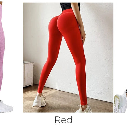 Leggings Sportivi Senza Cuciture da Donna a Vita Alta Push-Up Sexy Leggings da Palestra alla Moda Neri