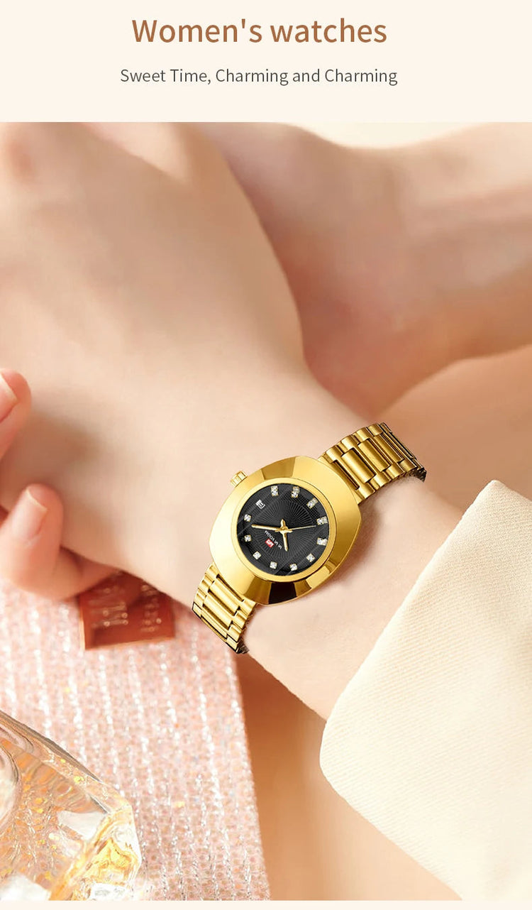 2024 nuove donne orologio ovale 34mm movimento al quarzo in acciaio inossidabile marchio di lusso acqua diamante oro nero vestito casual orologio da banchetto platinumshop