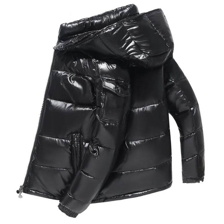 High Quality Outdoor Windproof Parka Thicken Warm Puffer Tops Winter Hooded Shiny Down Coats Mens Casual White Duck Down Jackets