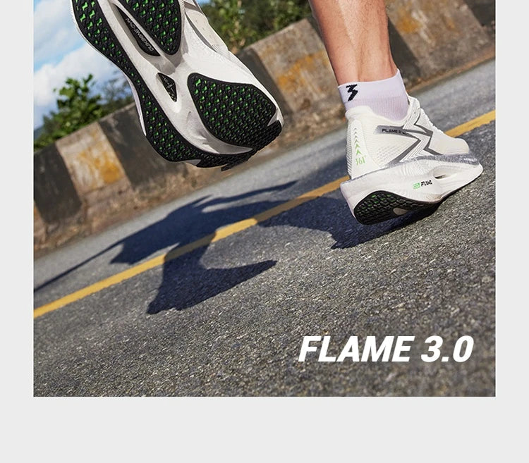 361 Degrees FLAME 3.0 Men Women Running Shoes Carbon Plate Racing Rebound Stable Breathable Wear-resistant Sneakers 672412207 PlatiNum