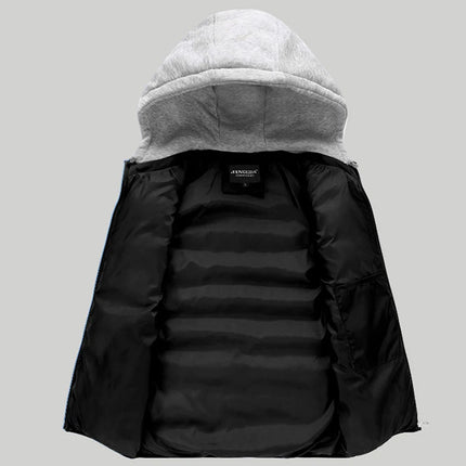 Autumn Winter Mens Warm Down Padded Vests Fashion Men Thermal Windbreaker Waistcoats Men Zipper Hooded Parkas Vests Clothing
