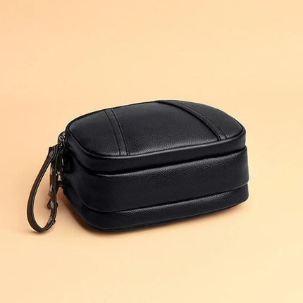 Solid Color Fashionable Rivet Zipper Women's Mobile Phone Bag Simple Soft Leather Shoulder Crossbody Small Square Bag Handbag PlatiNum