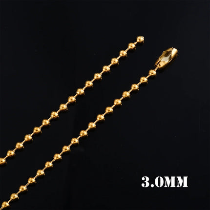 Accessori per gioielli con collana di perline rotonde con catena a sfera in acciaio inossidabile color oro da 1,2 mm-4.0 mm per pendente PlatiNum