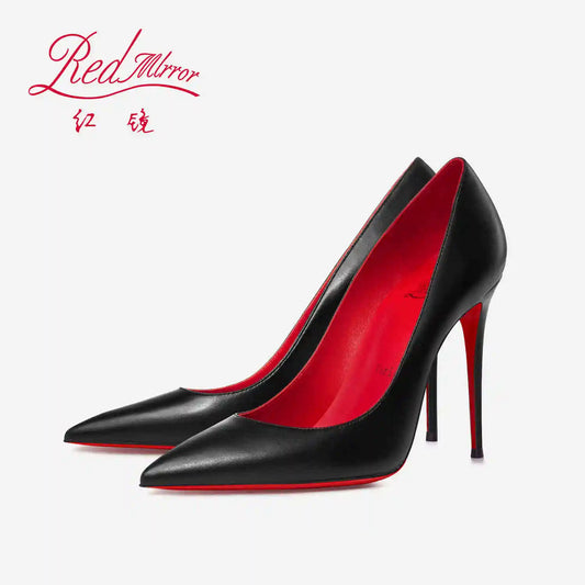 Women heels Black matte High heels trend 2025 elegant woman heeled Luxury Pumps Red Shiny Bottoms Pointed Toe sexy Prom shoes 44