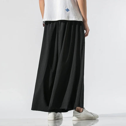 Pantaloni Larghi da Uomo Stile Kimono Giapponese 2026, Joggers Retrò, Pantaloni Larghi in Lino Stile Yukata, Pantaloni Robe Nepal con Cavallo Ampio