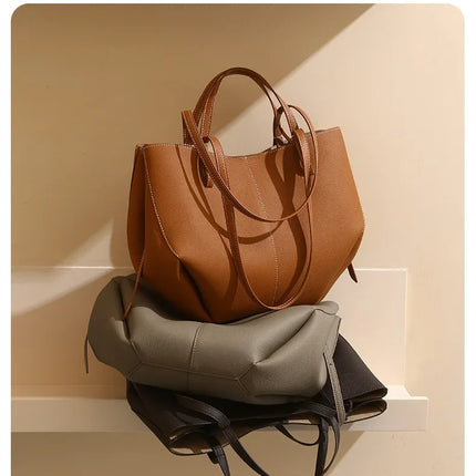 2026 Borse a Mano in Vera Pelle di Prima Qualità per Donna, Borsa a Spalla Grande di Alta Qualità, Borse da Viaggio, Borsa da Viaggio alla Moda per Donna, Marrone