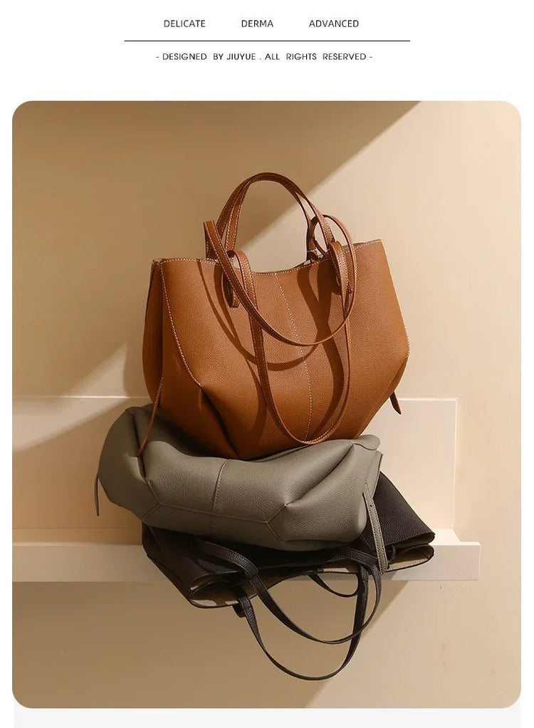 2026 Borse a Mano in Vera Pelle di Prima Qualità per Donna, Borsa a Spalla Grande di Alta Qualità, Borse da Viaggio, Borsa da Viaggio alla Moda per Donna, Marrone
