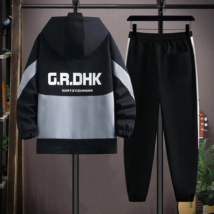 Casual 2-Piece Men's Sets Spring Autumn Streetwear Hooded Jackets & Jogger Tracksuits Outdoor Coats And Drawstring Pant Clothing